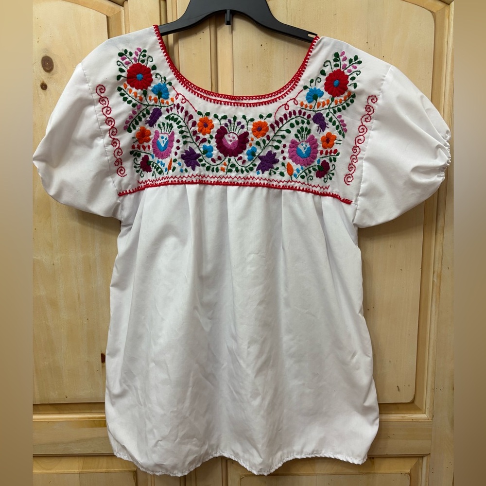 Traditional Mexican Embroidered Peasant Blouse